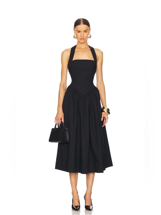Helsa Dresses & Skirts - New Helsa Faille Halter elegant chic Black Midi Dress